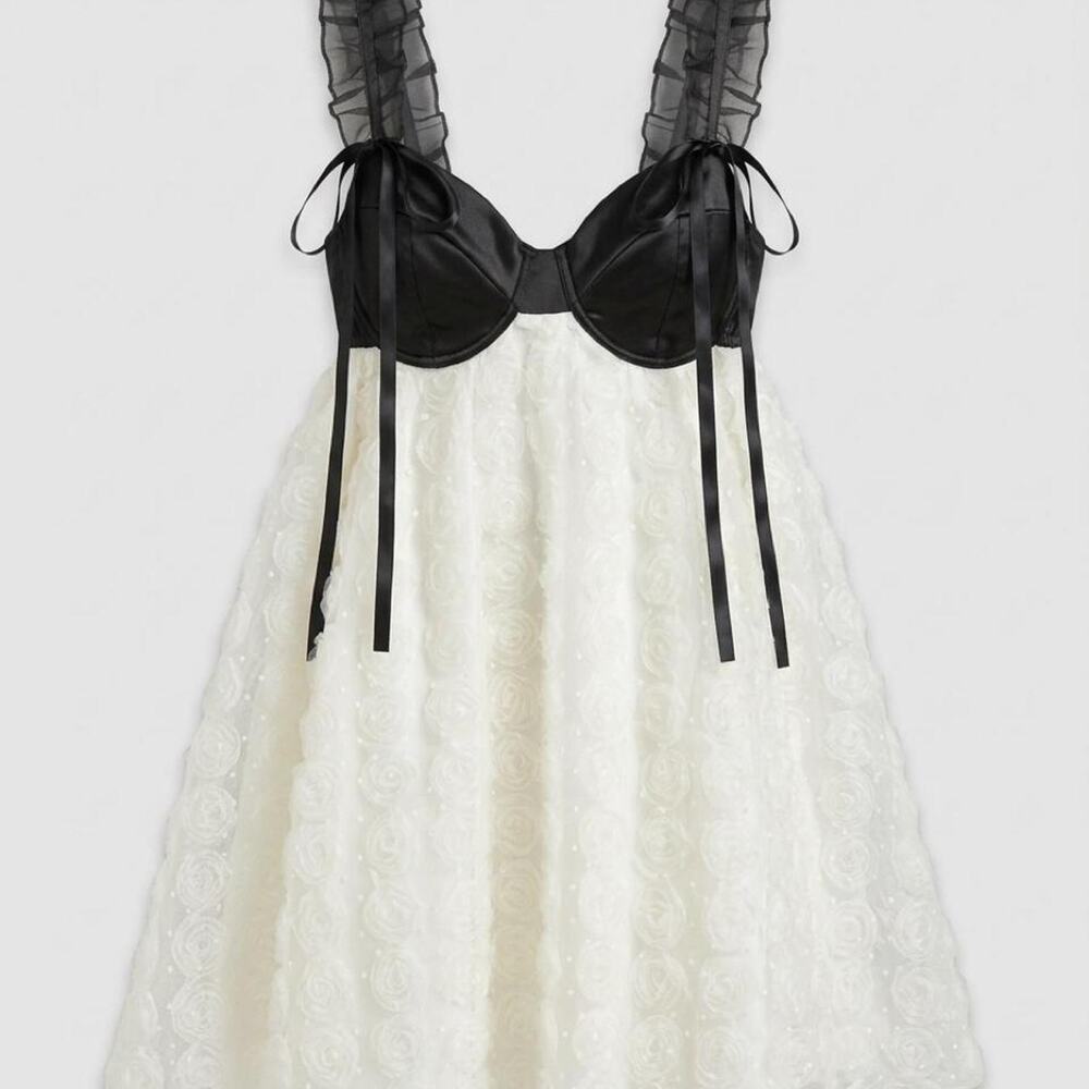Micas two tone black satin bustier